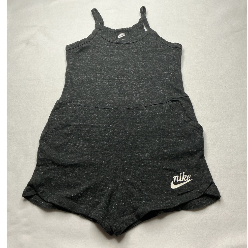 Nike Sportswear Gym Vintage Romper Dark Grey Heather Small CJ1694-010